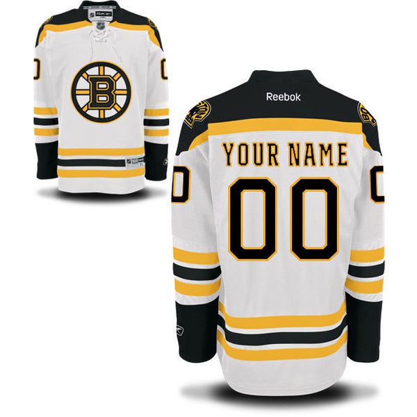 Reebok Boston Bruins Men Premier Away Custom NHL Jersey - White->->Custom Jersey